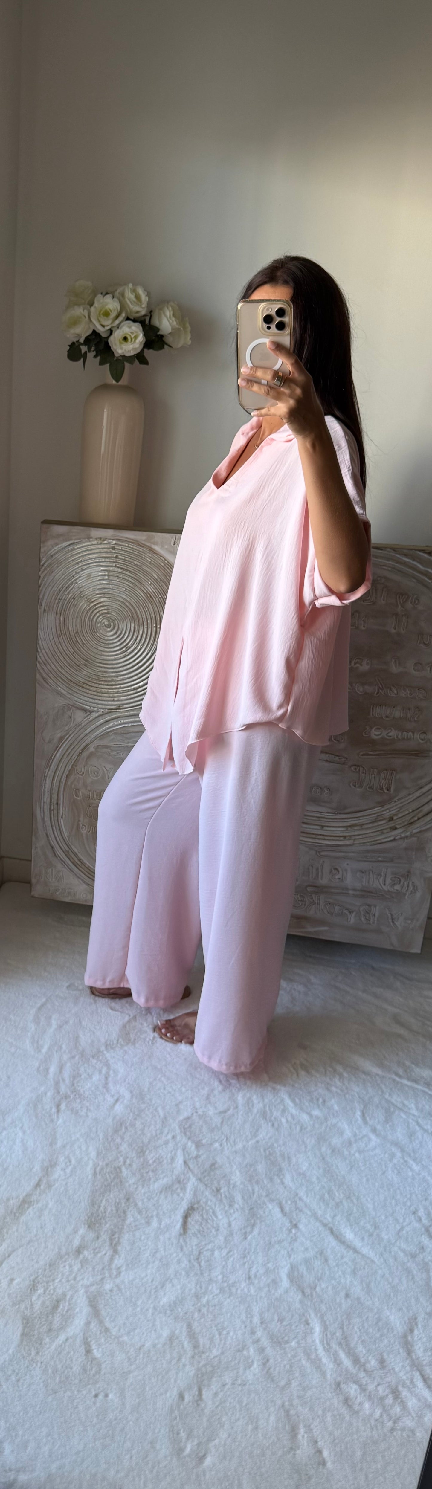 Ensemble top et pantalon Summer rose clair