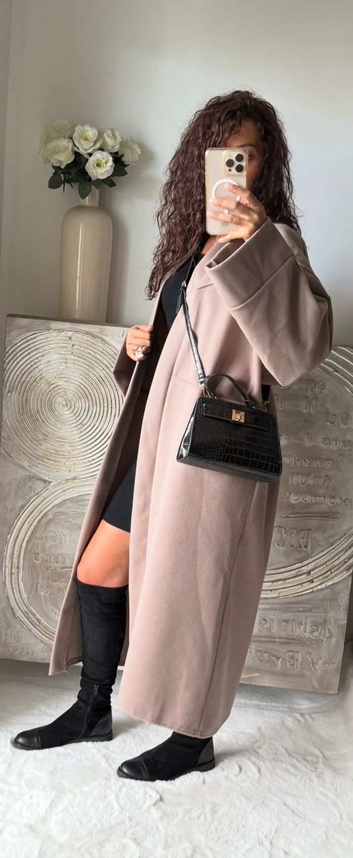 Manteau long Mia taupe