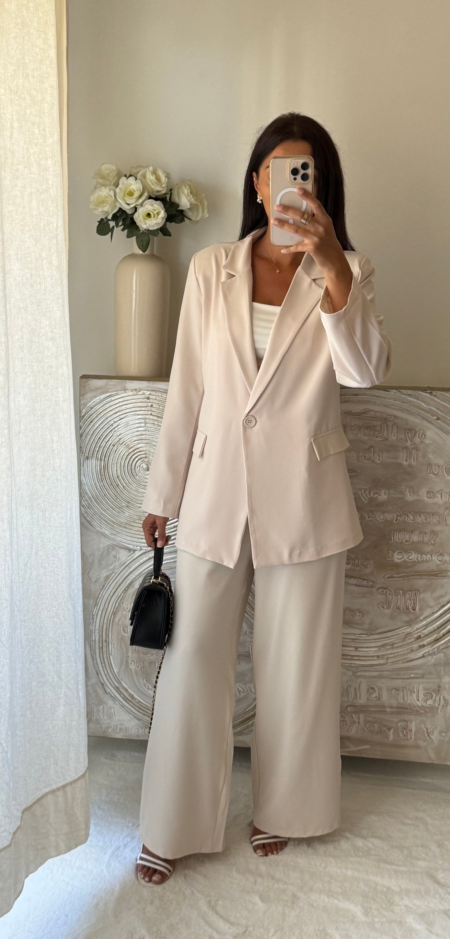 Ensemble blazer et pantalon Mila beige