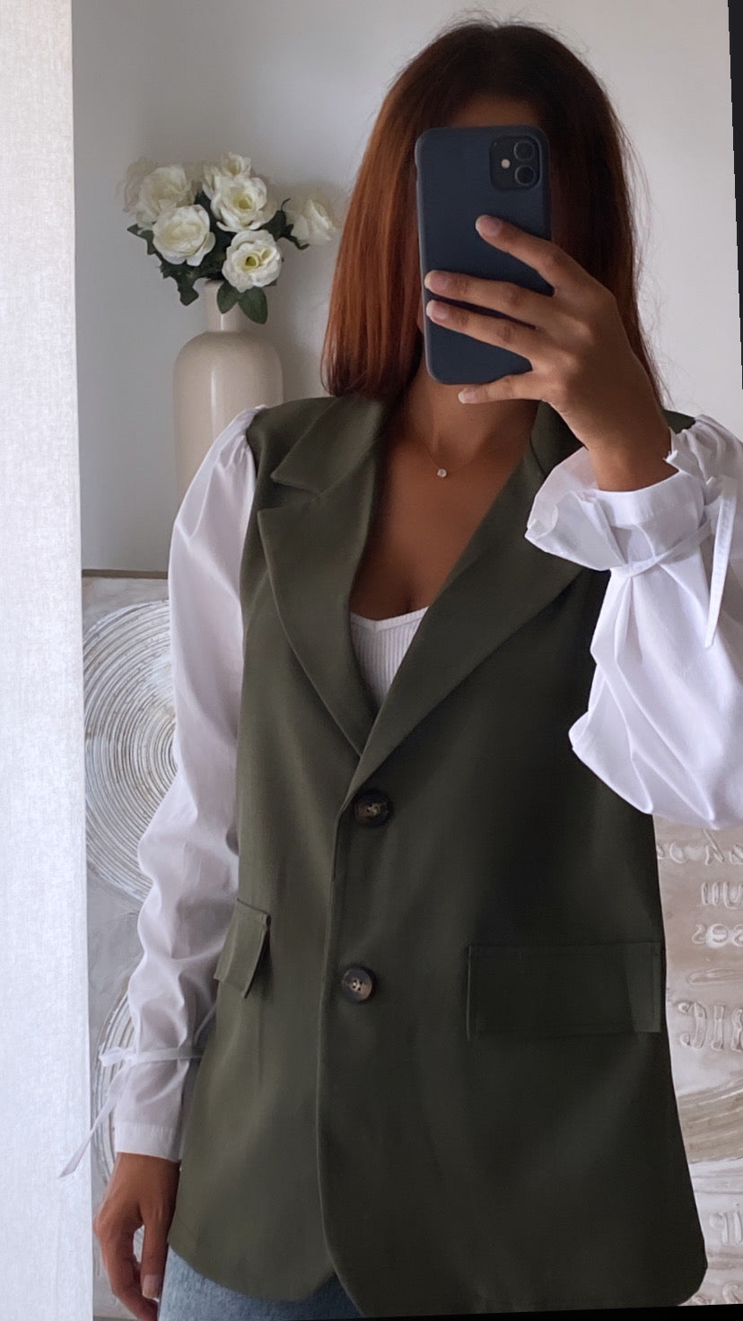 Veste bi-matière kaki