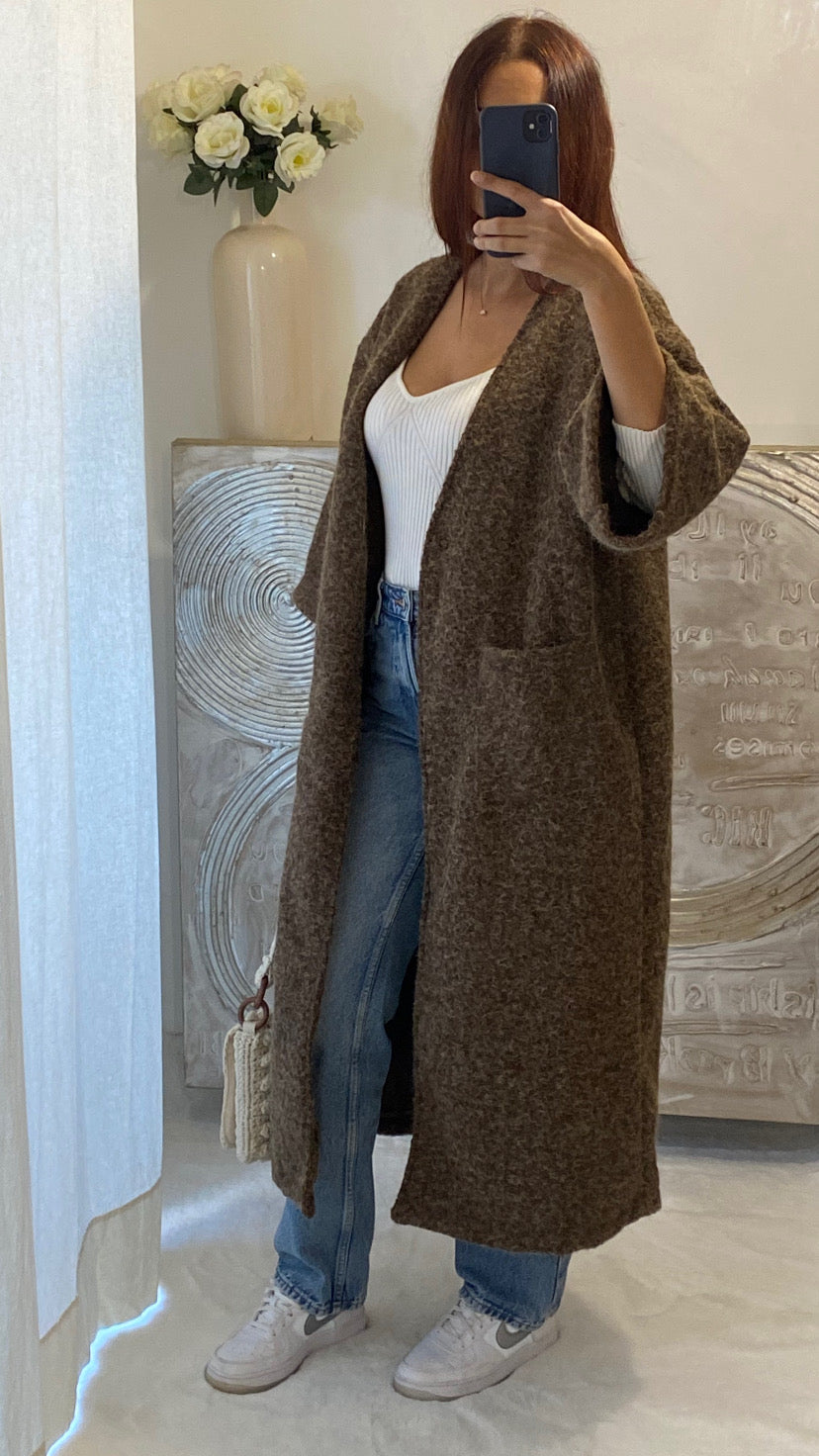 Manteau en laine chiné