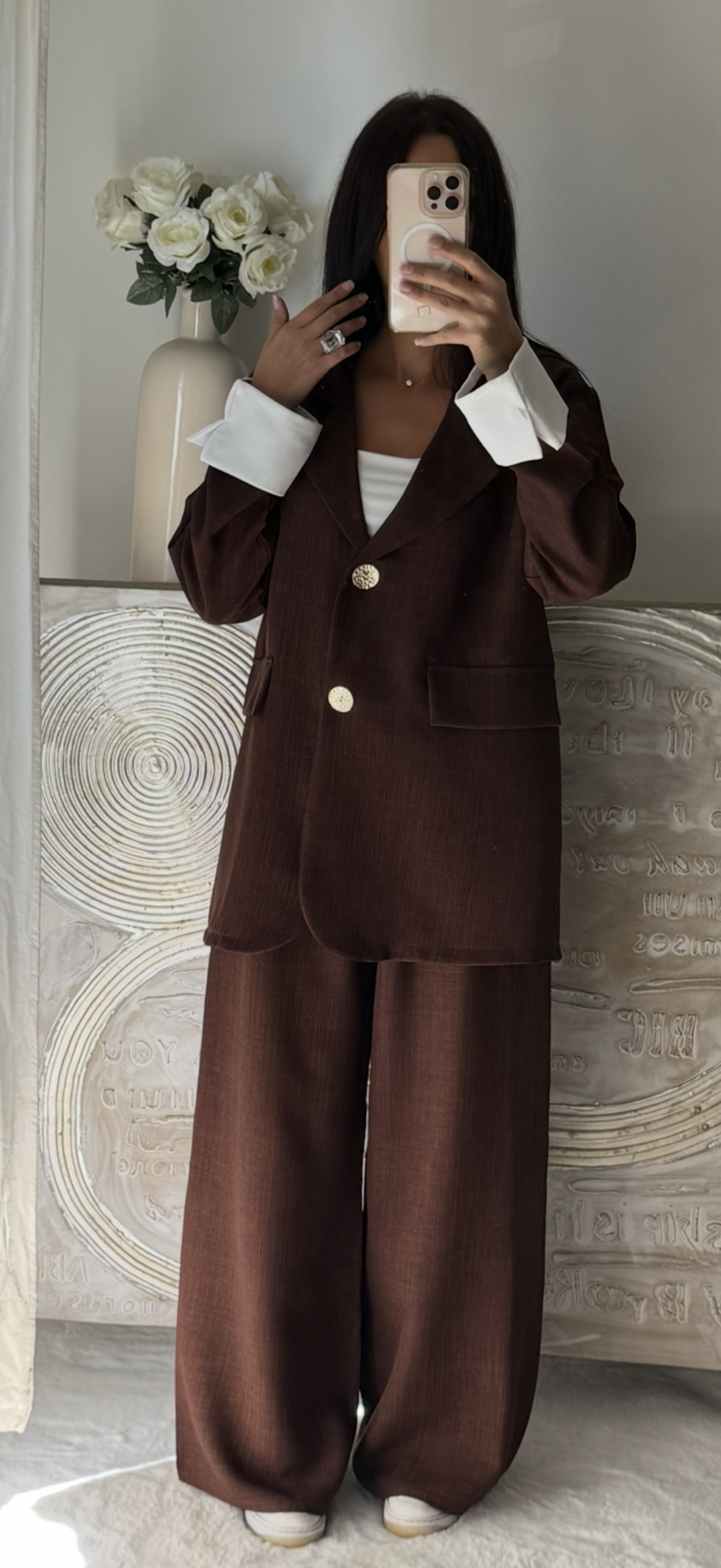 Ensemble blazer & pantalon Leya chocolat