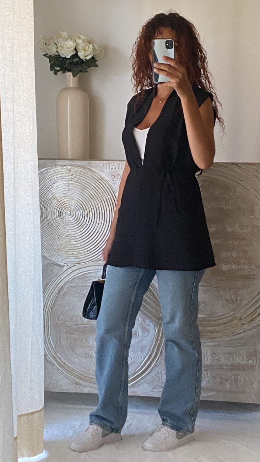 Gilet avec ceinture Sofia noir