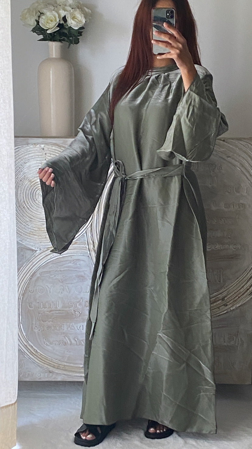 Abaya brillante NORA kaki