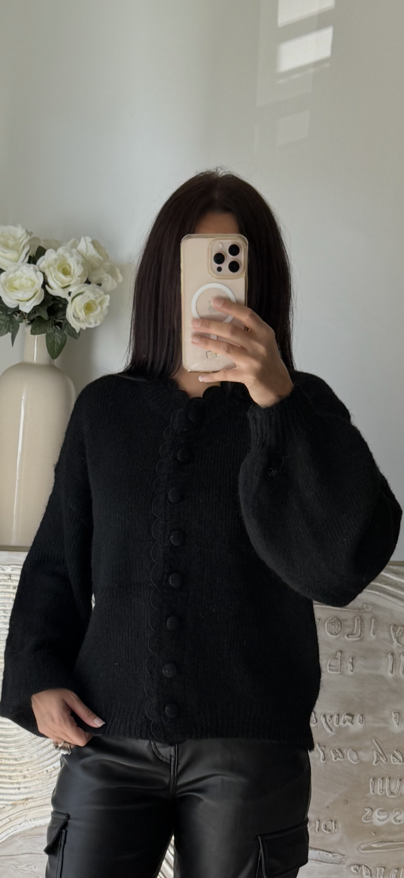 Cardigan doux à boutons noir