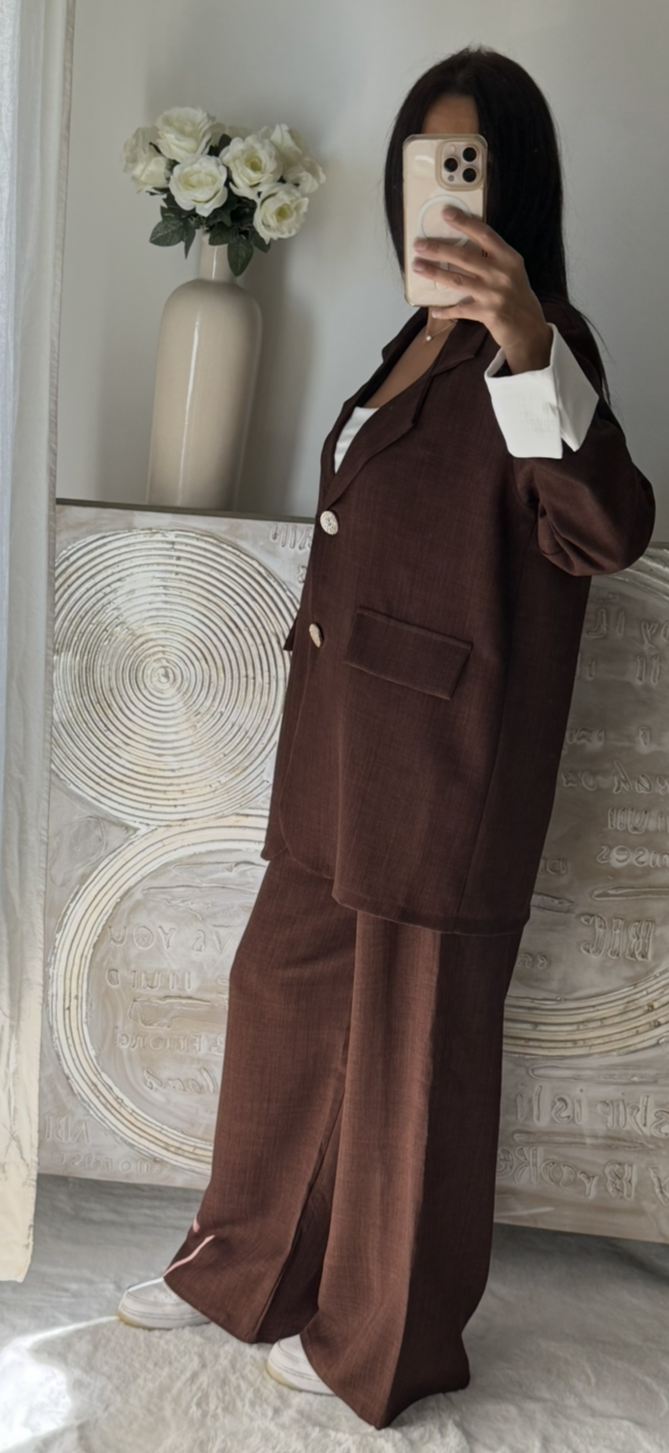 Ensemble blazer & pantalon Leya chocolat