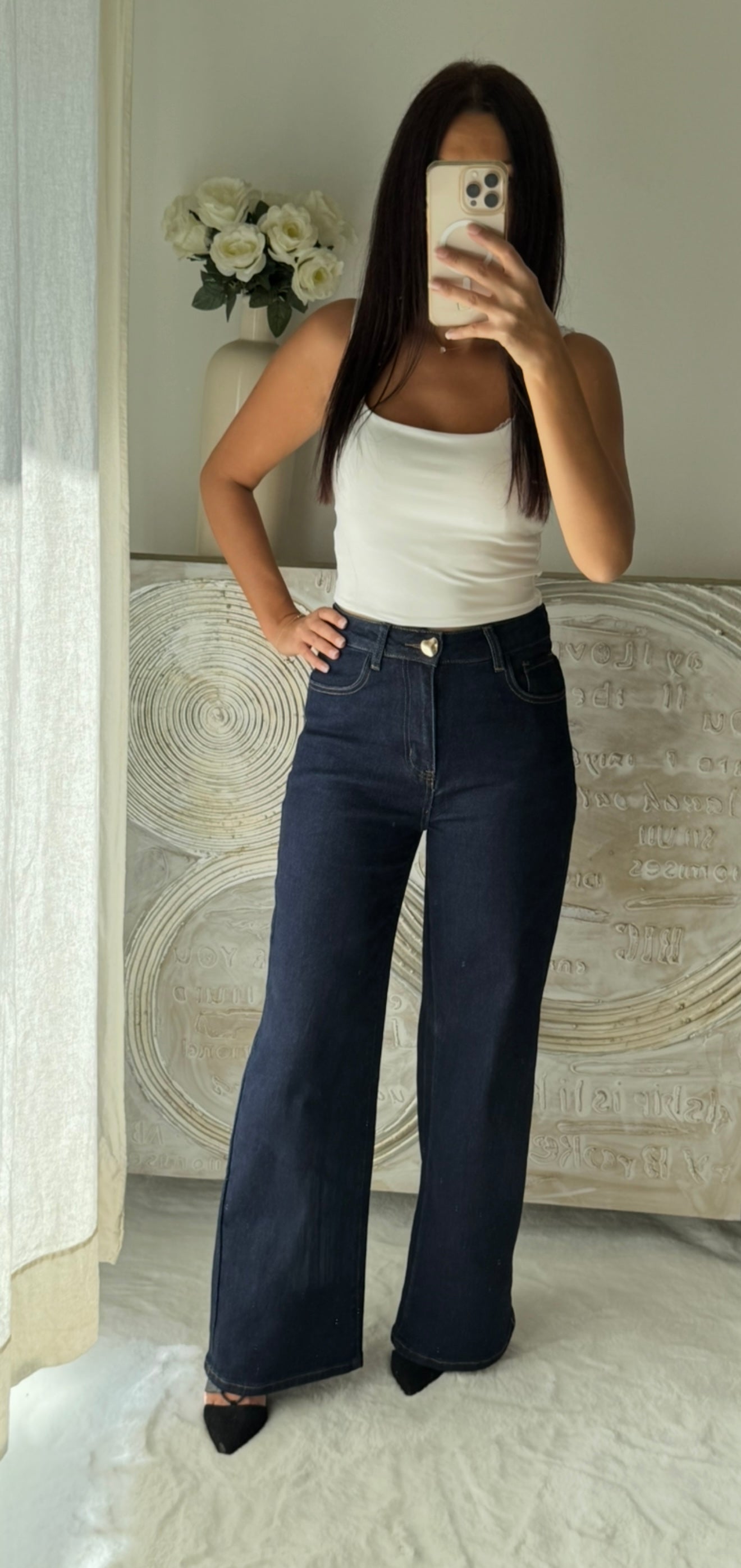 Ensemble veste en jean cintrée & jean droit taille haute