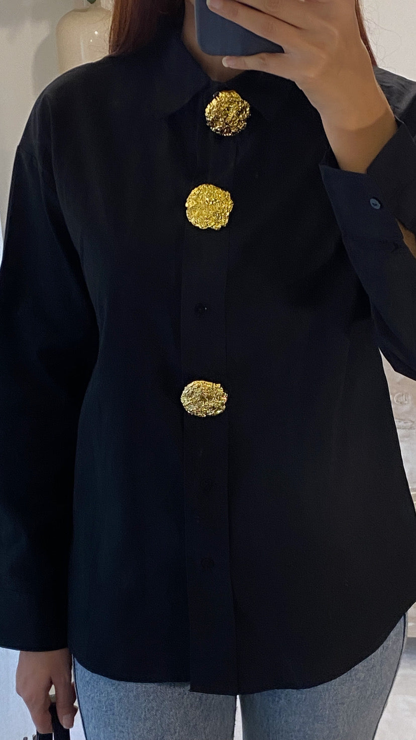 Chemise épaisse en coton Lina noire