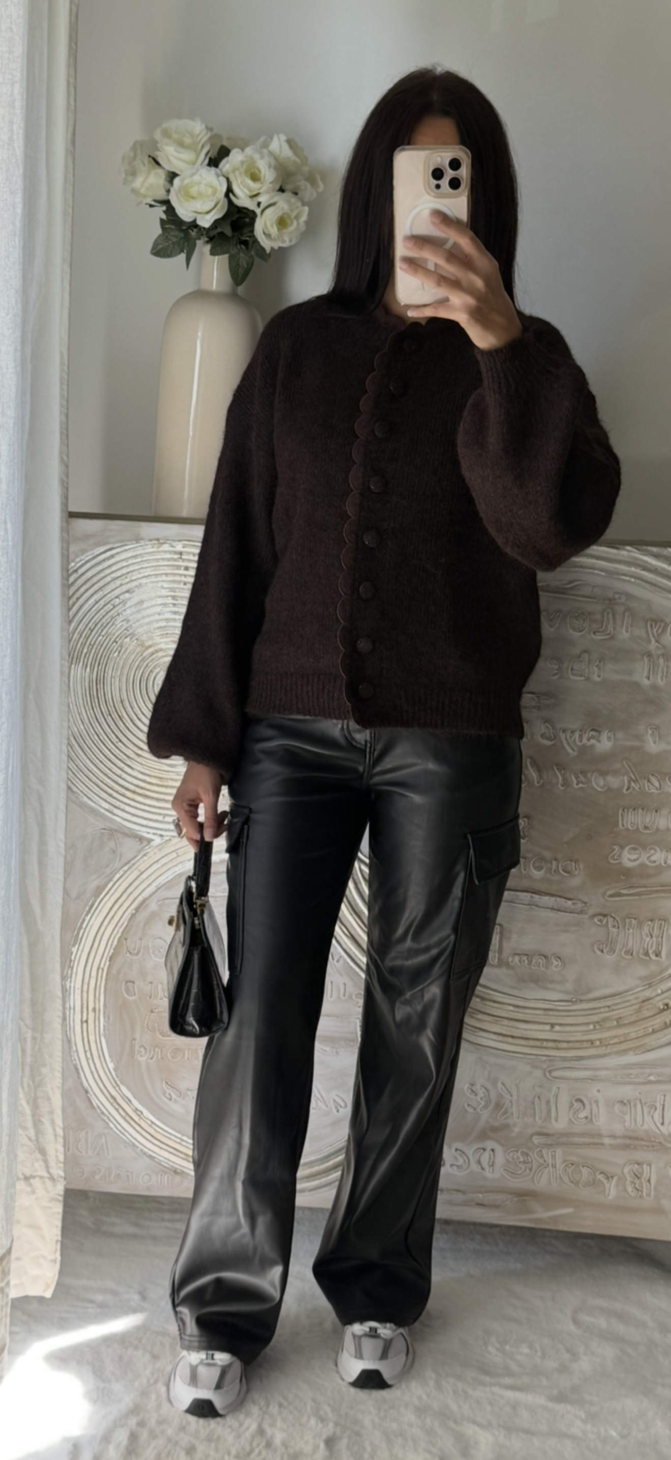 Cardigan doux à boutons chocolat