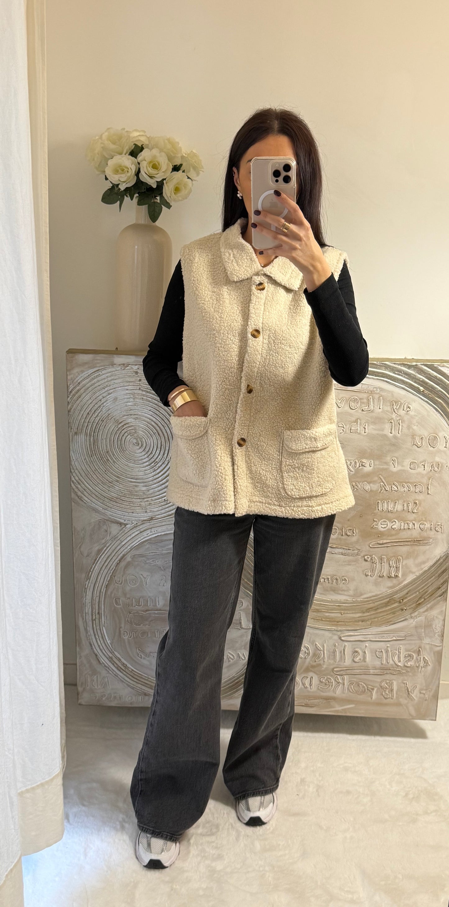 Gilet sans manches beige
