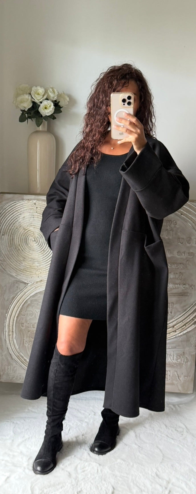 Manteau long Mia noir