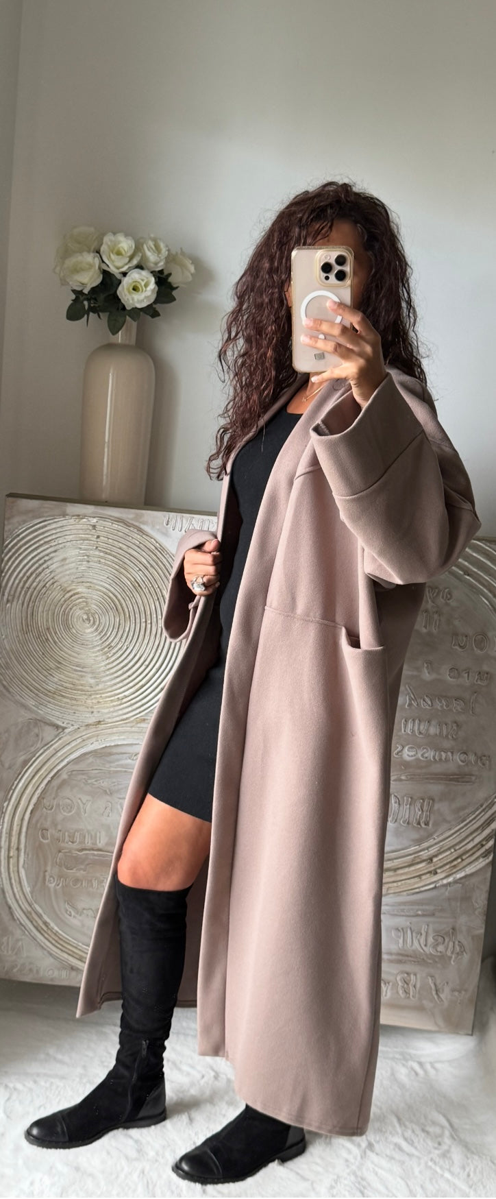 Manteau long Mia taupe