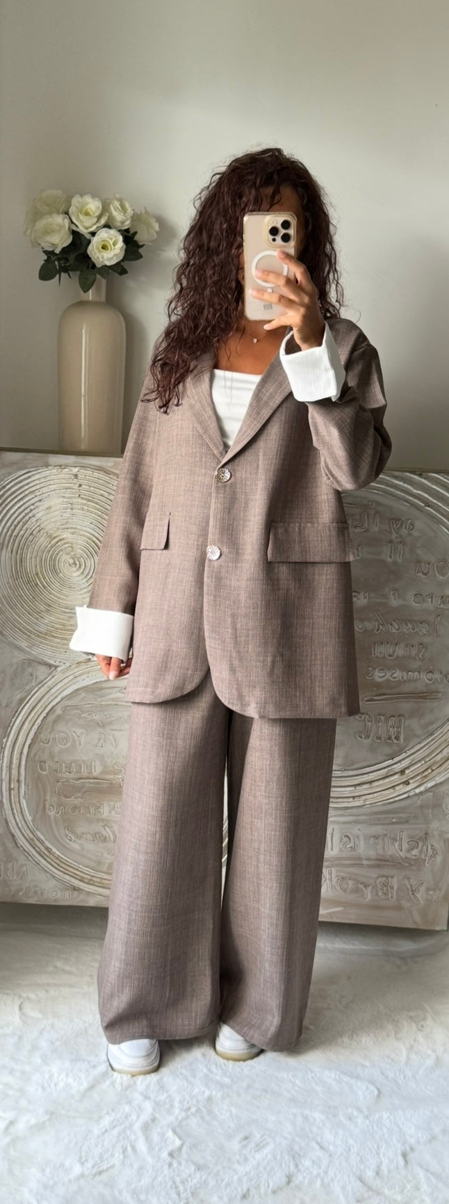 Ensemble blazer & pantalon Leya taupe