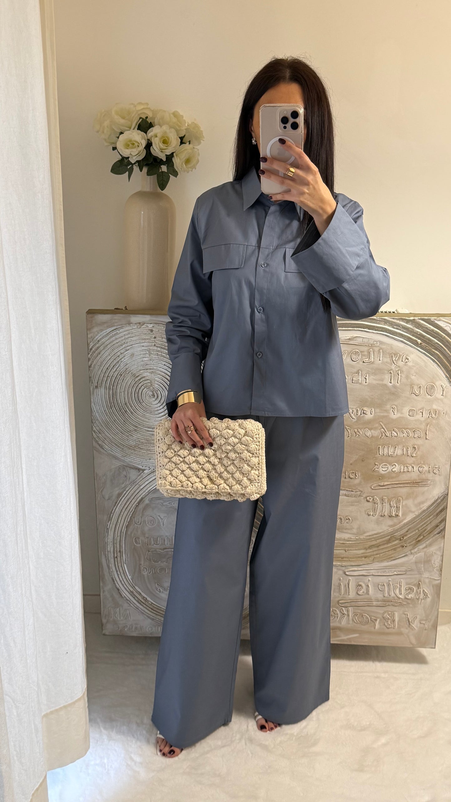 Ensemble chemise et pantalon bleu