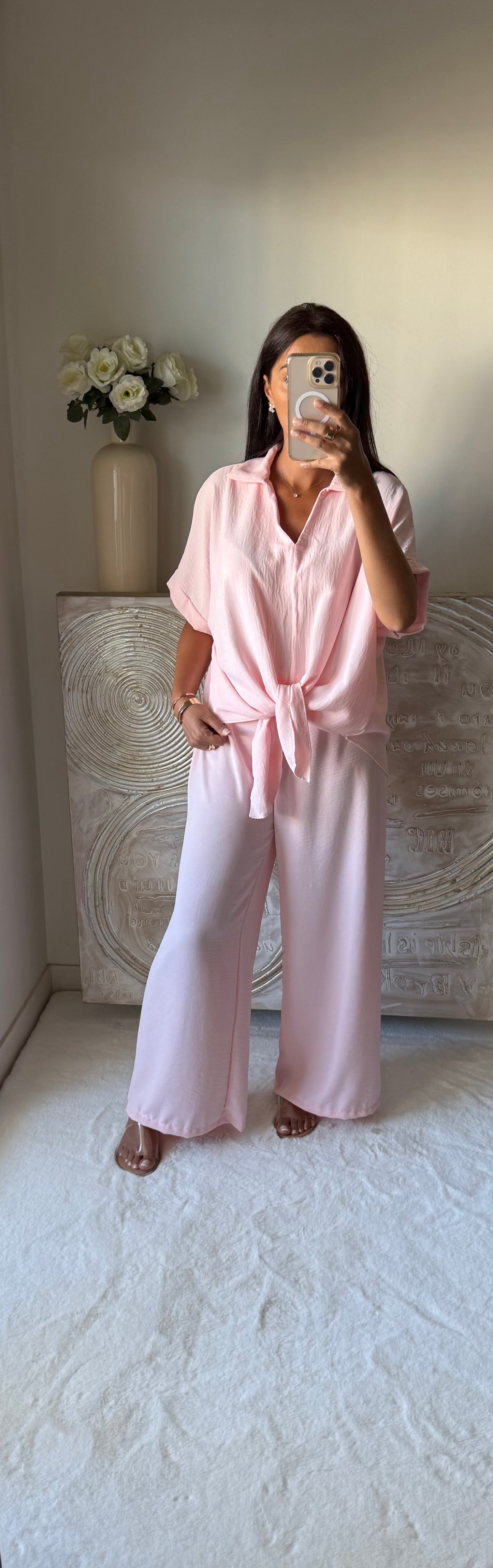 Ensemble top et pantalon Summer rose clair