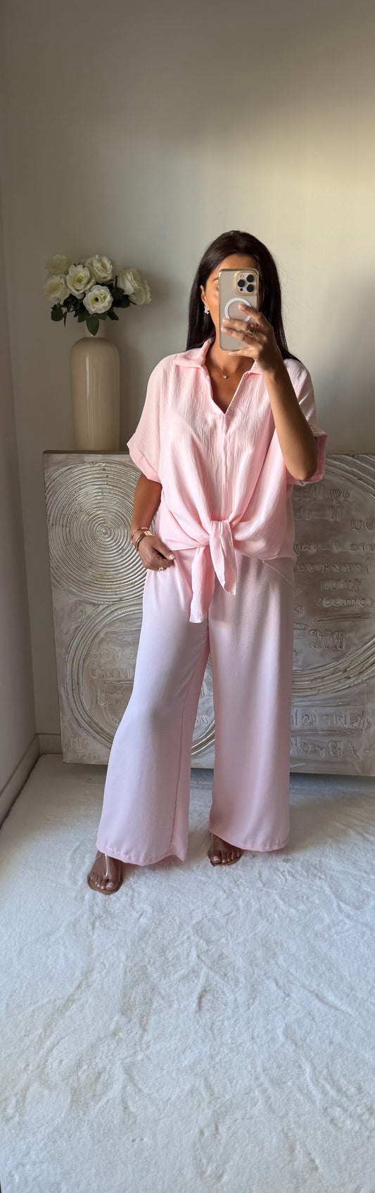Ensemble top et pantalon Summer rose clair