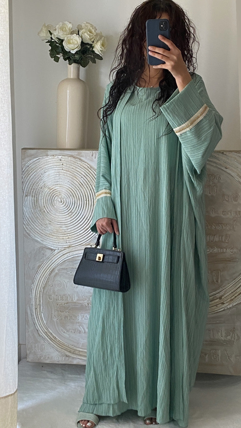 Robe manches courtes + kimono ALYA (vert d'eau)