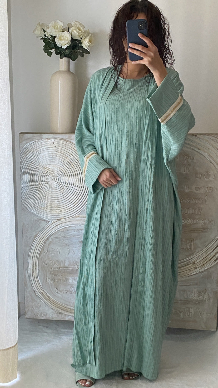 Robe manches courtes + kimono ALYA (vert d'eau)