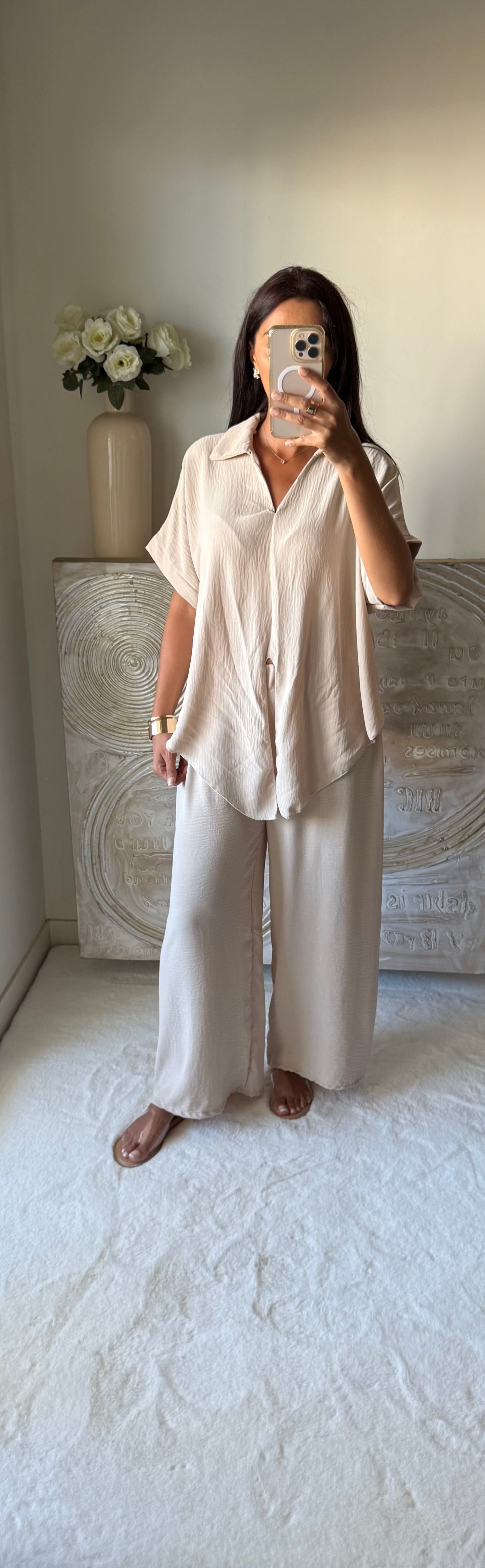 Ensemble top et pantalon Summer beige