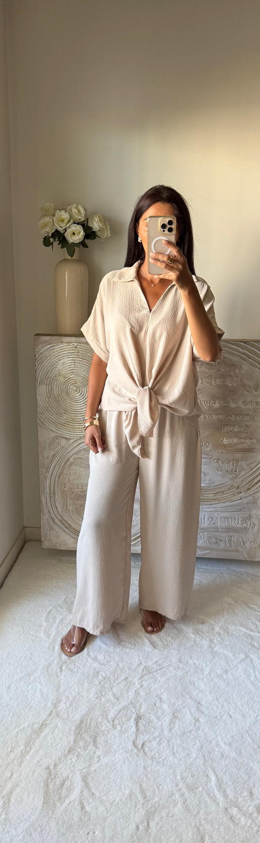 Ensemble top et pantalon Summer beige