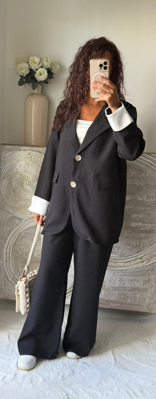 Ensemble blazer & pantalon Leya noir