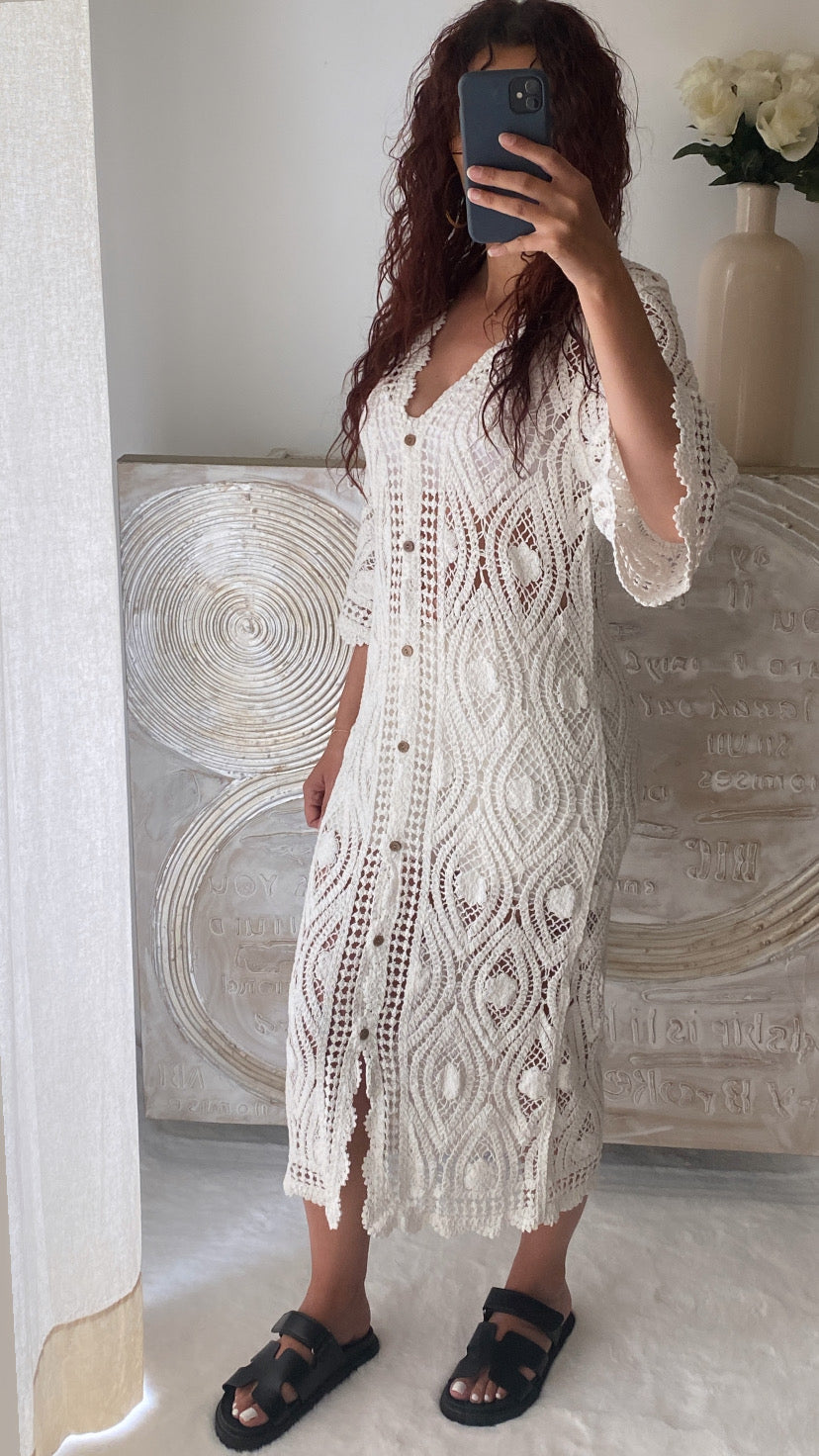 Robe crochet blanche