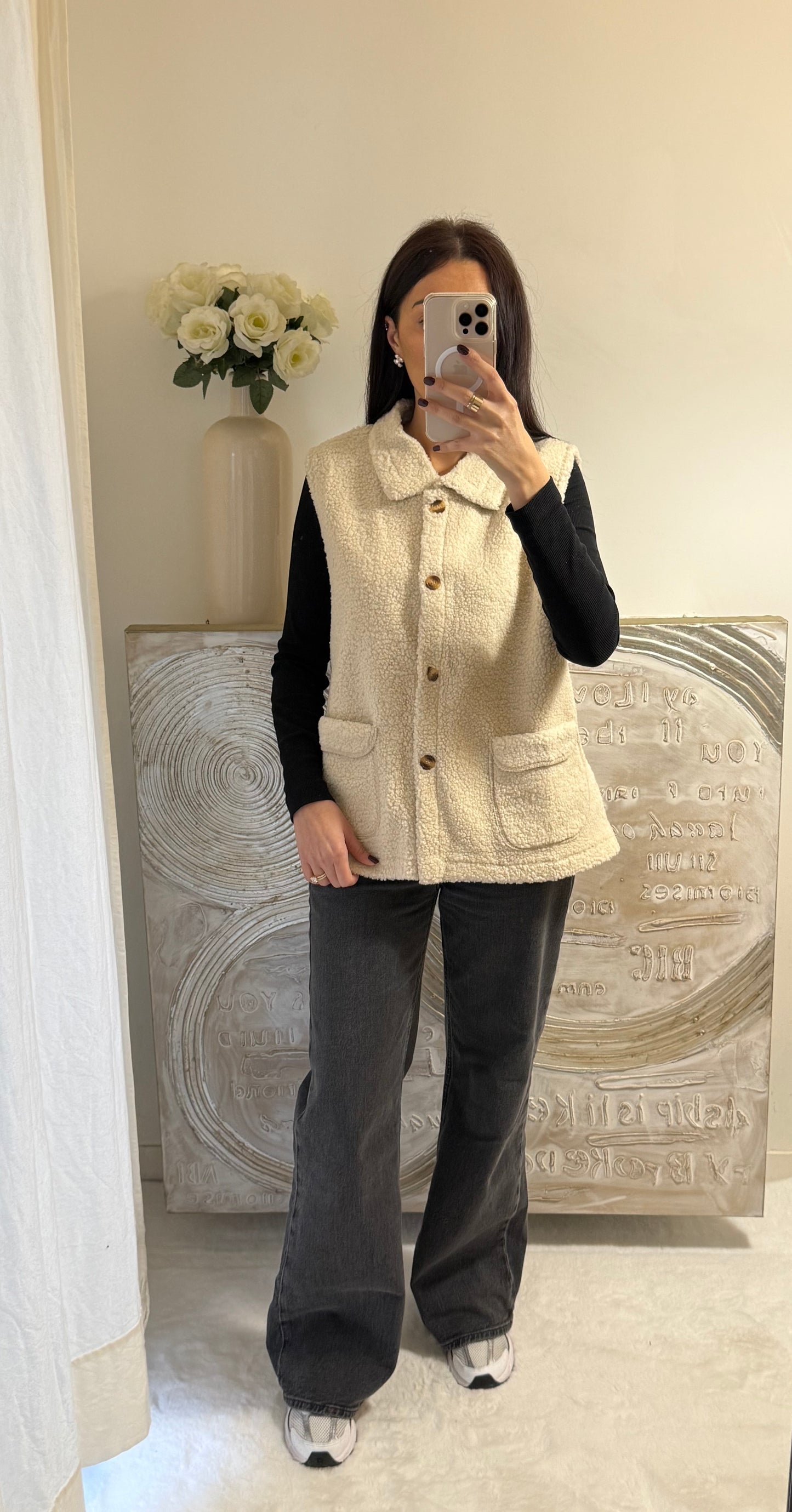 Gilet sans manches beige