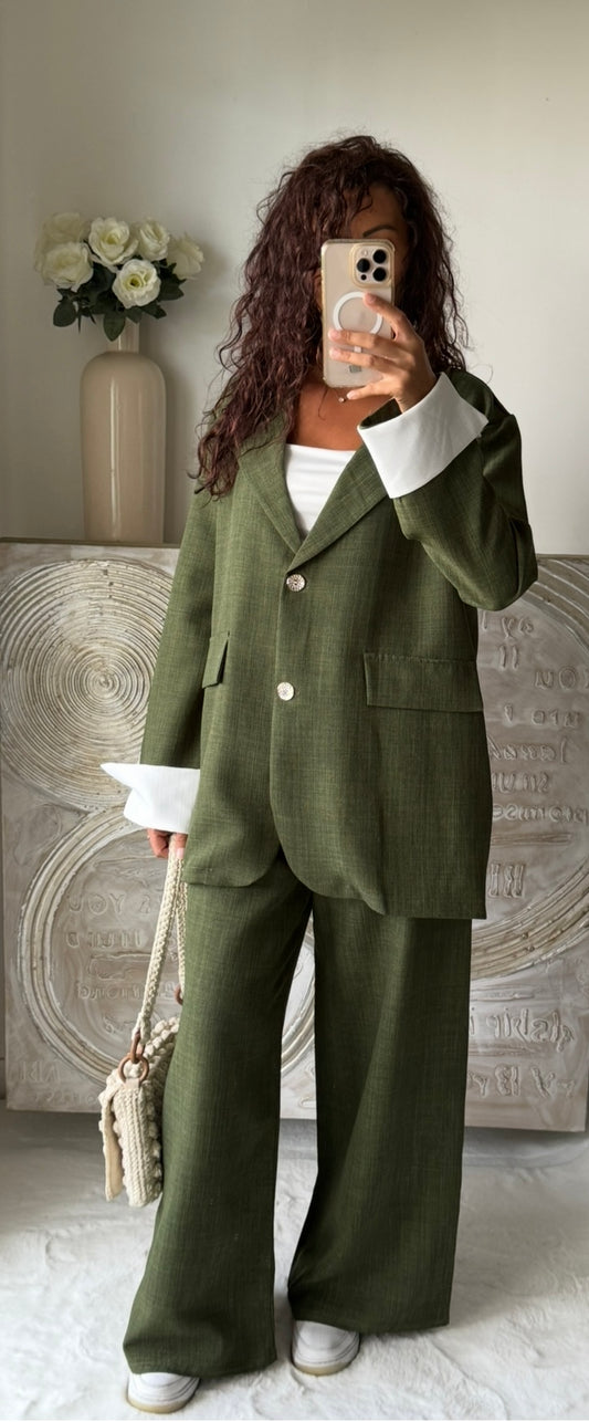 Ensemble blazer & pantalon Leya kaki