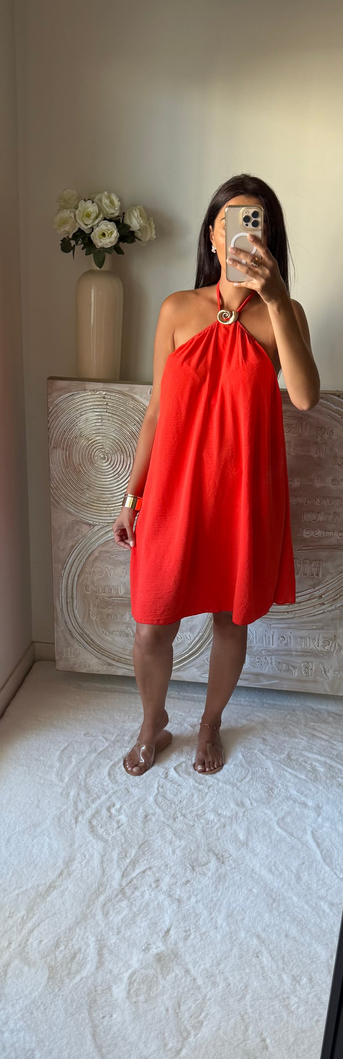 Robe courte dos nu orange