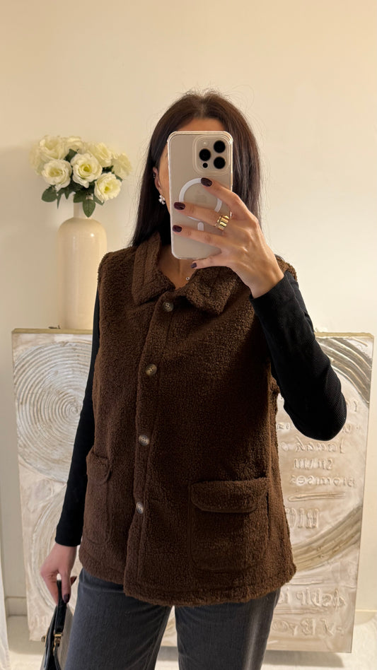 Gilet sans manches marron