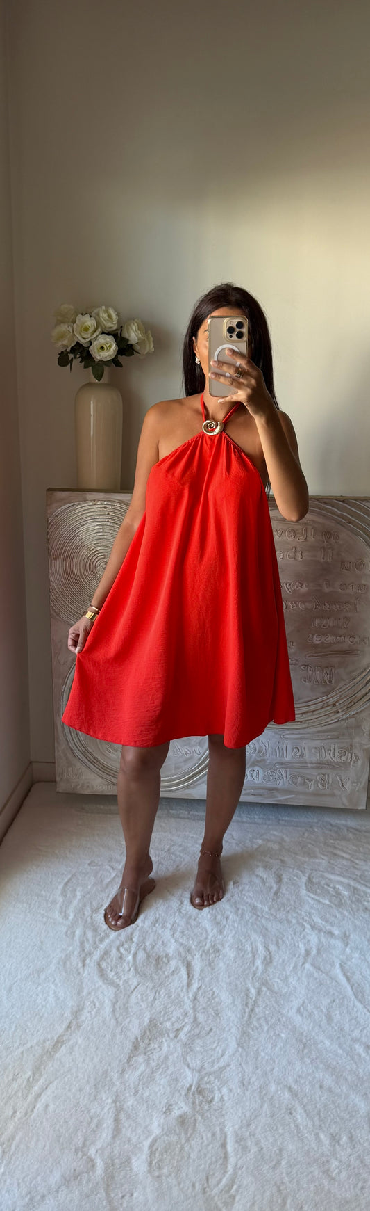 Robe courte dos nu orange