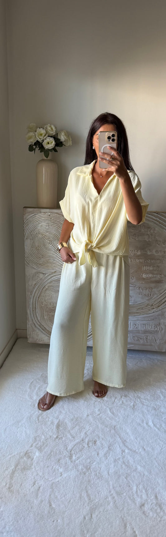 Ensemble top et pantalon Summer jaune clair