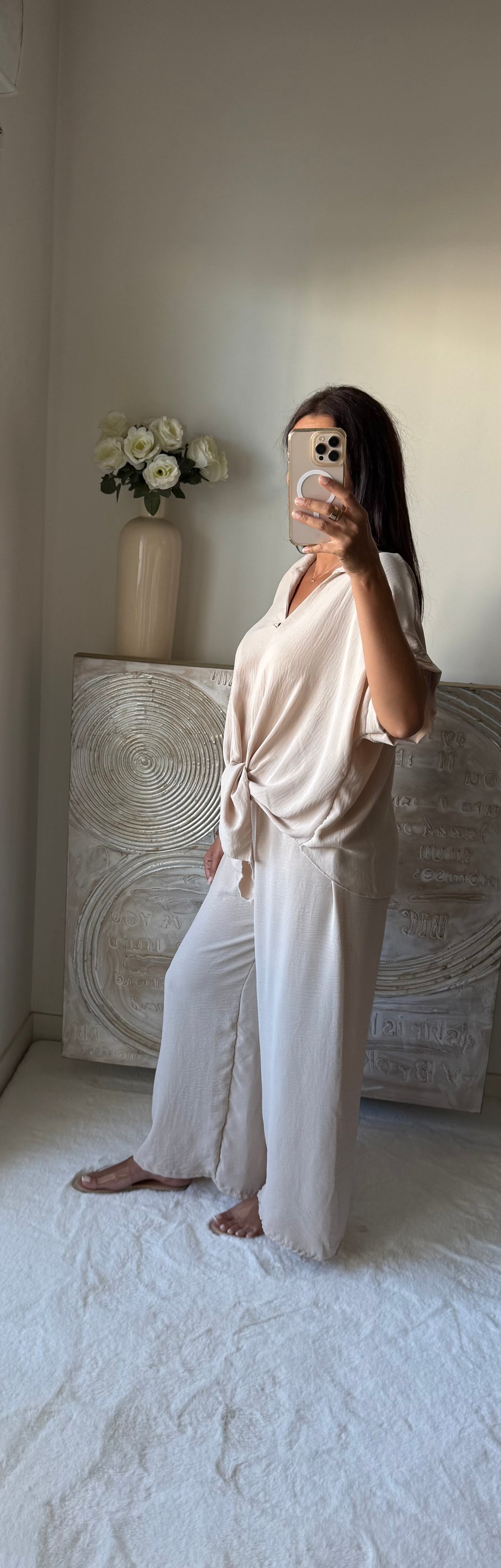 Ensemble top et pantalon Summer beige