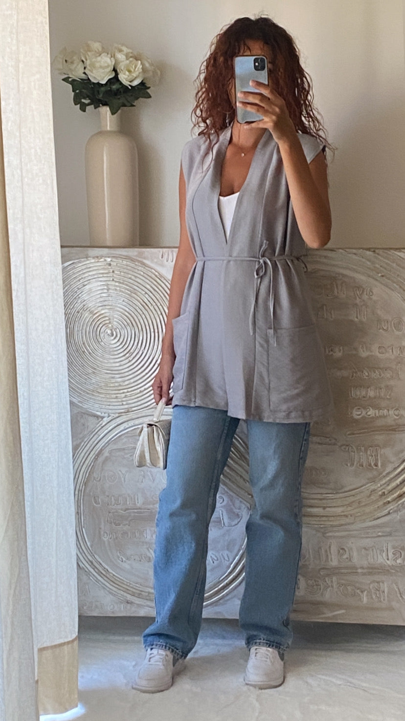 Gilet avec ceinture Sofia gris
