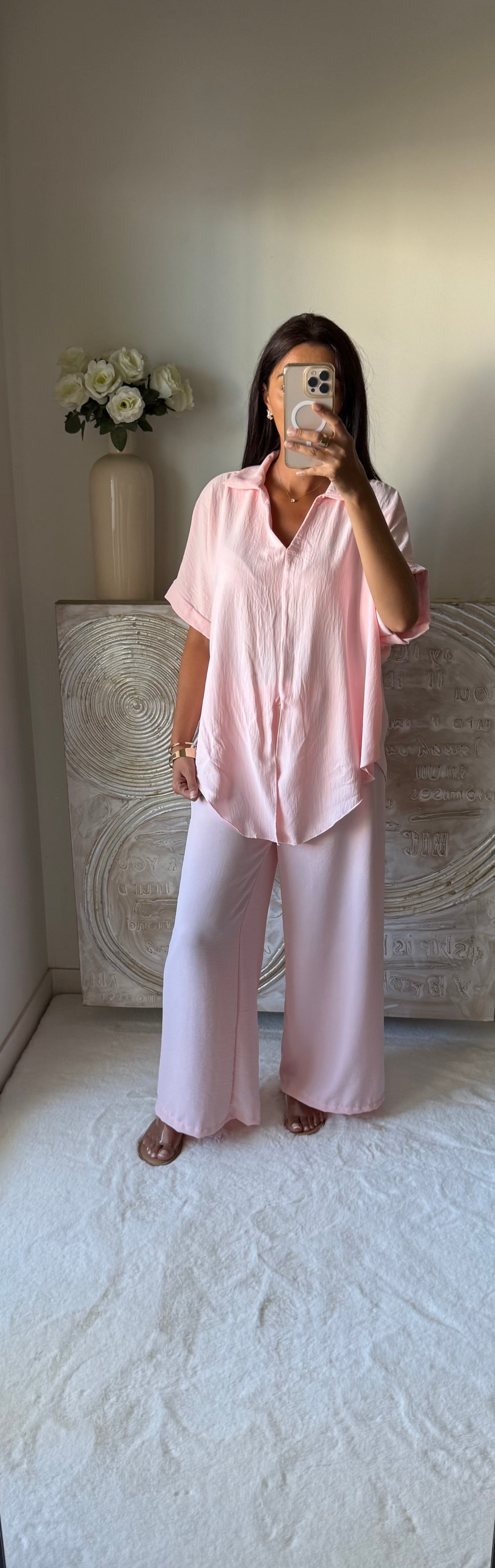 Ensemble top et pantalon Summer rose clair