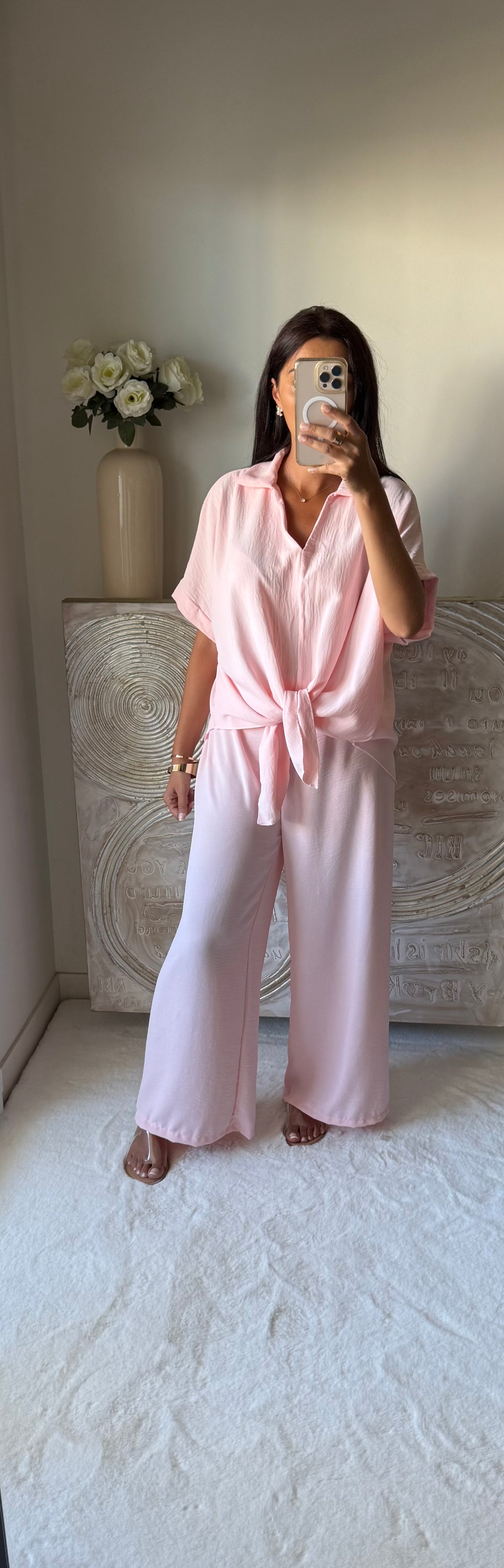 Ensemble top et pantalon Summer rose clair