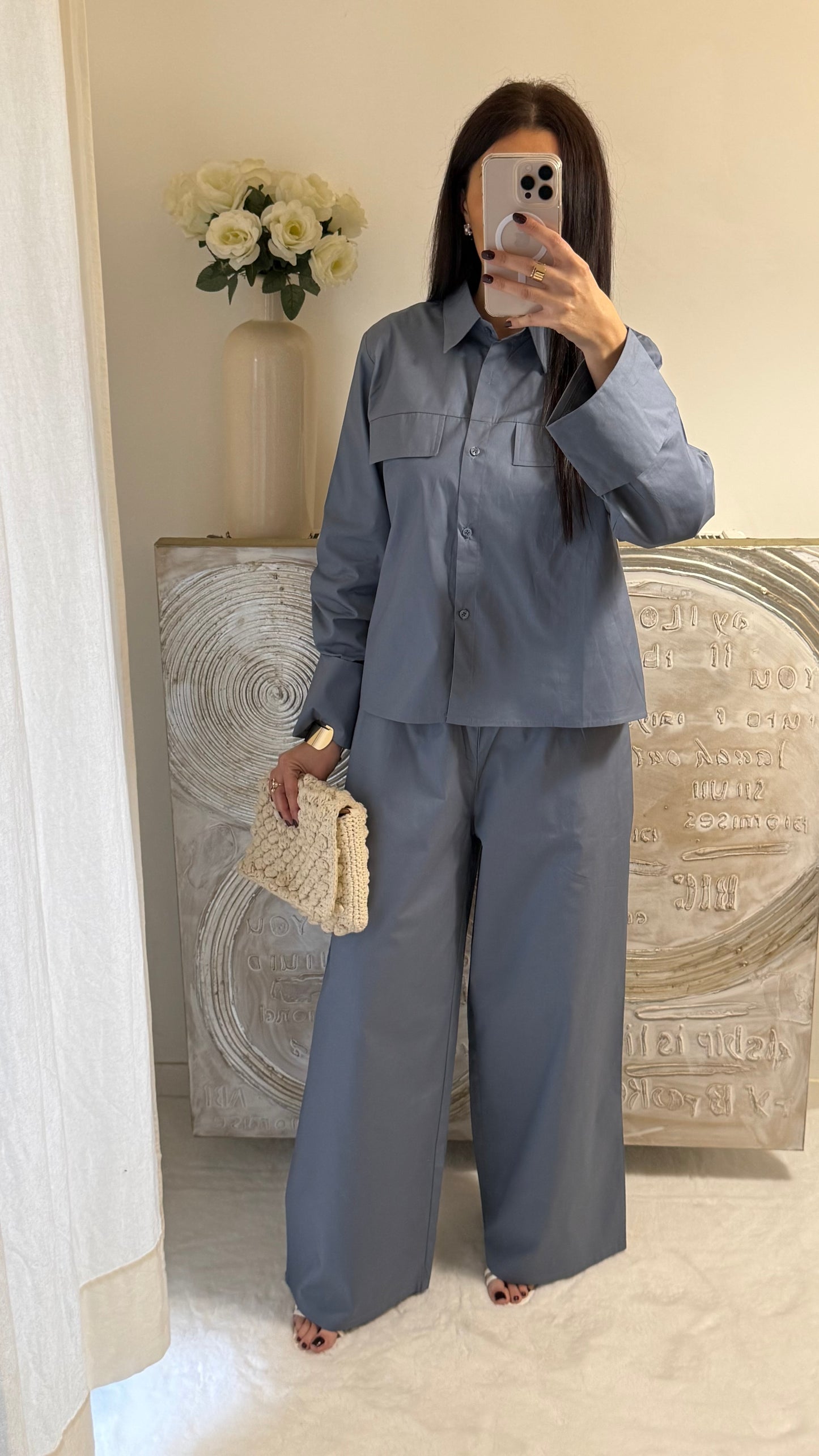Ensemble chemise et pantalon bleu