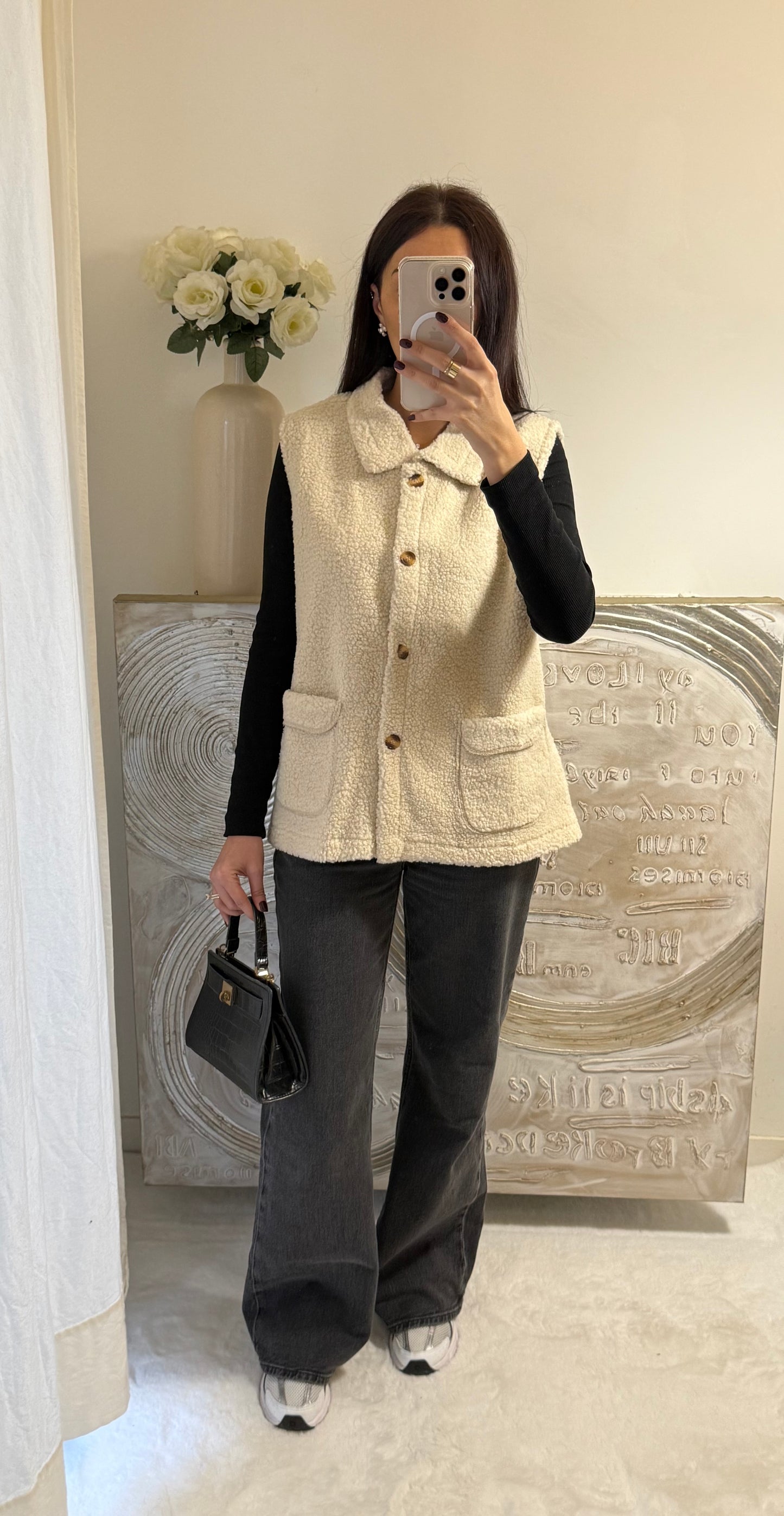 Gilet sans manches beige
