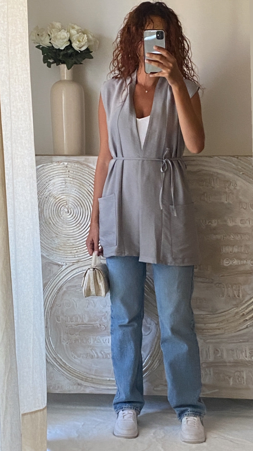 Gilet avec ceinture Sofia gris