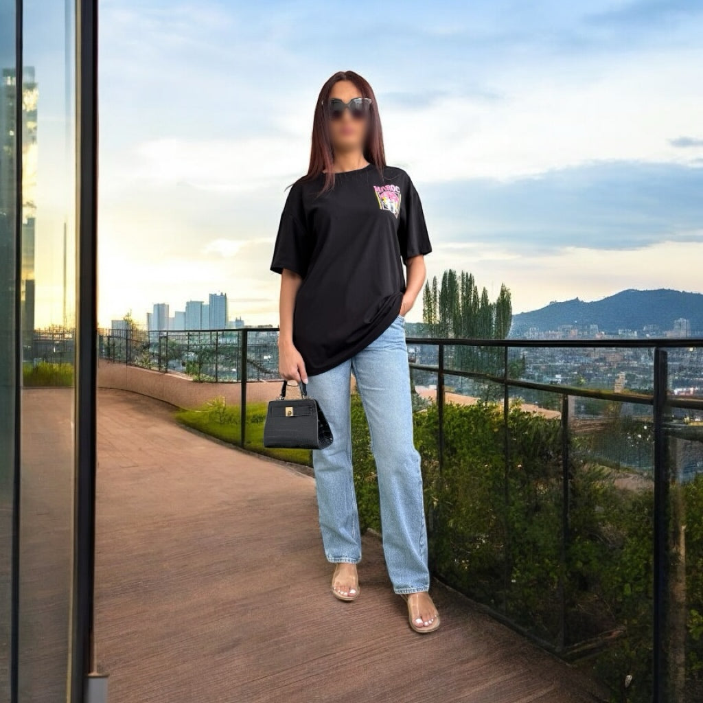 T-shirt à imprimé Maroc noir