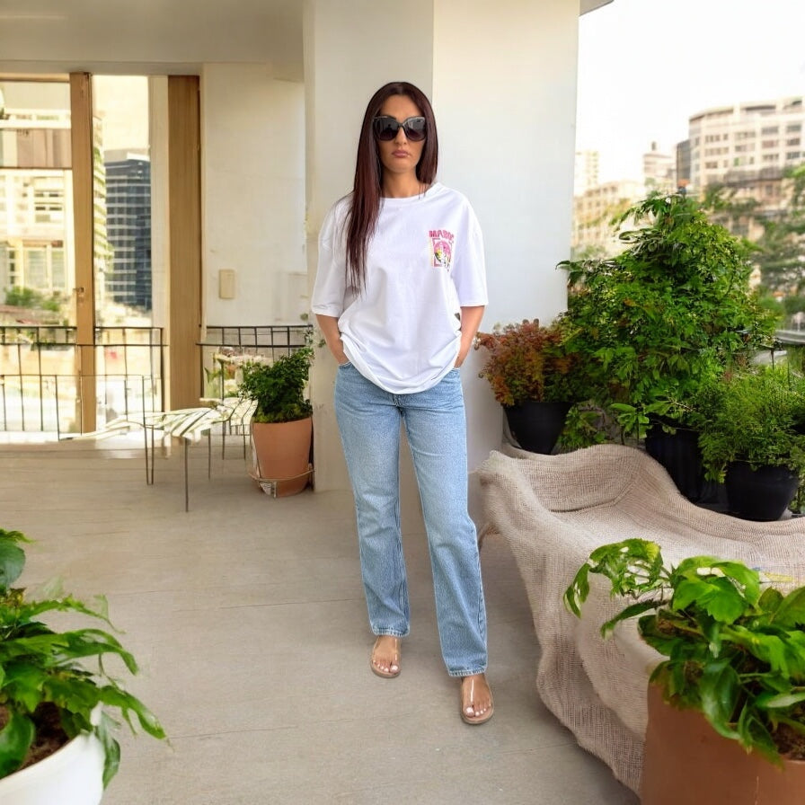 T-shirt à imprimé Maroc blanc