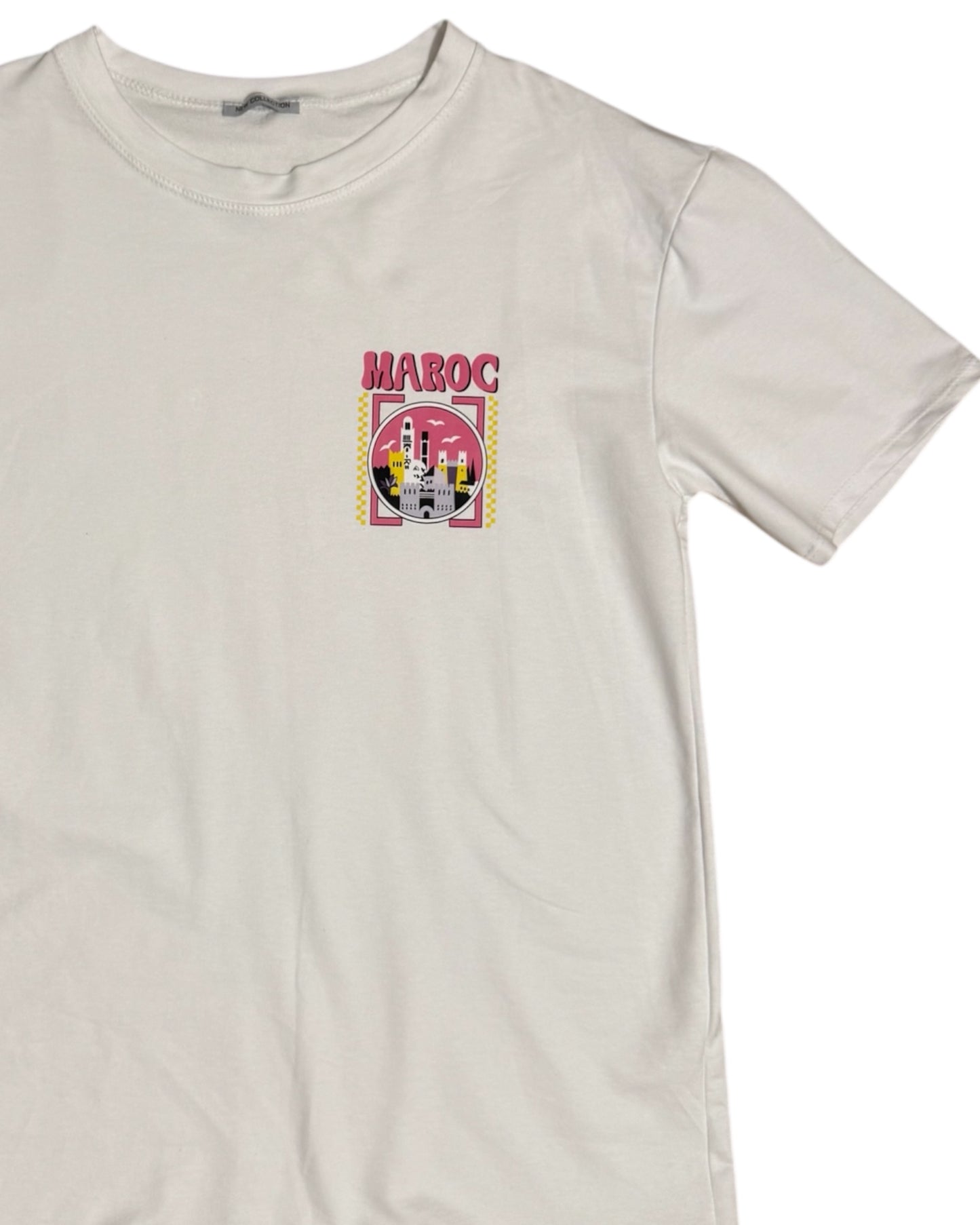 T-shirt à imprimé Maroc blanc