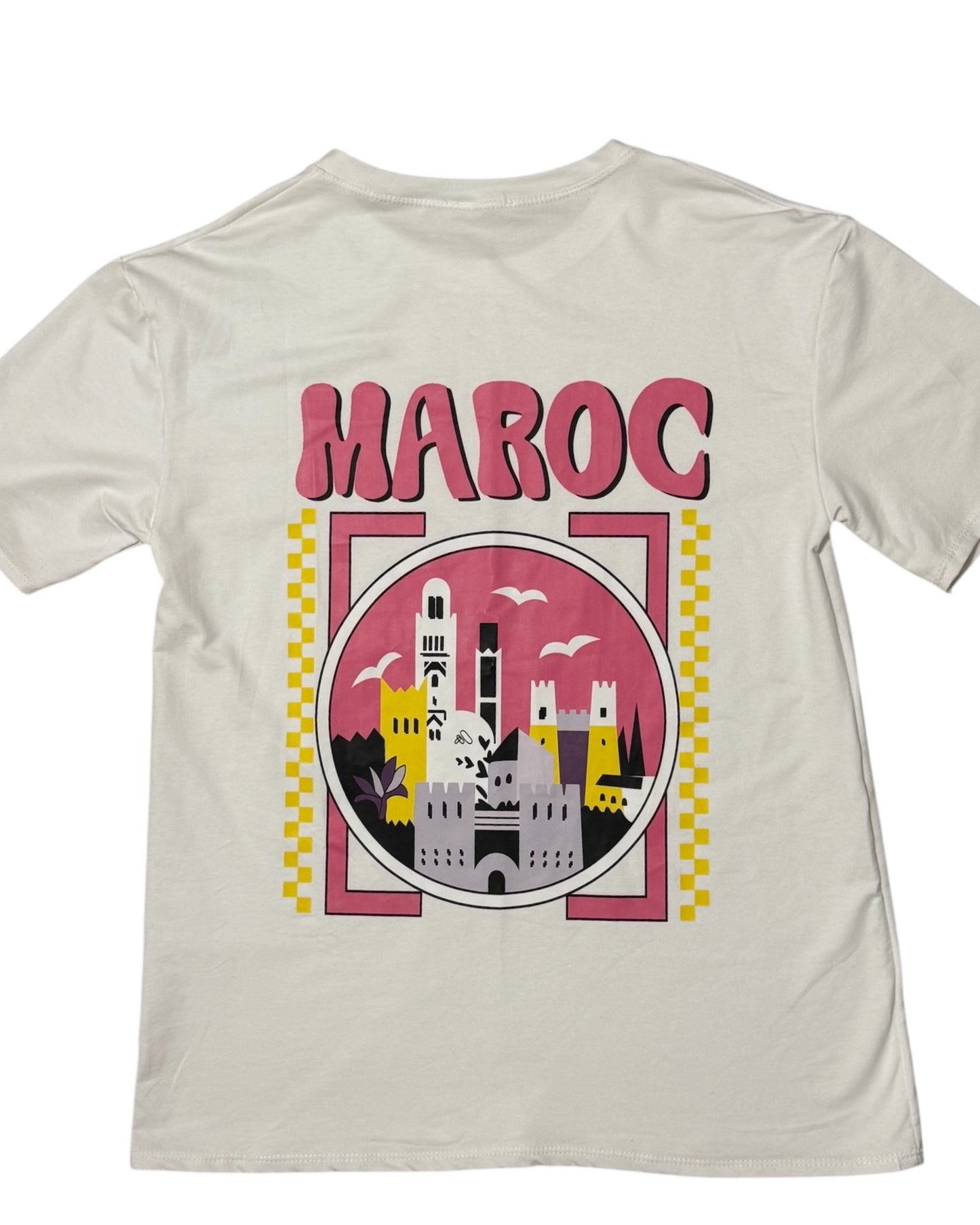 T-shirt à imprimé Maroc blanc